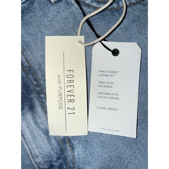 Forever 21 90s Jean Shorts Relaxed Fray Rigid Light Denim 6" Inseam Hi Rise 32 - Picture 15 of 16